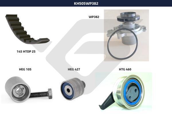 Pompe à eau + kit de courroie de distribution (Kit courroie de distribution) HUTCHINSON ref. KH 505WP382